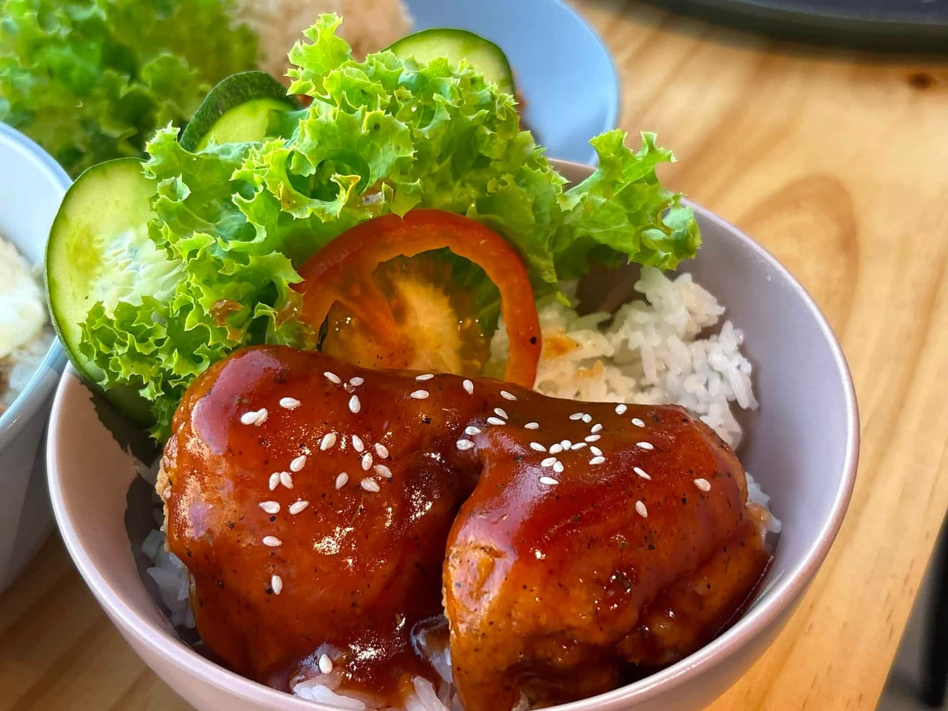 Glazed chicken rice bowl at 1996 Bakery & Cafe, Dahican, Mati
