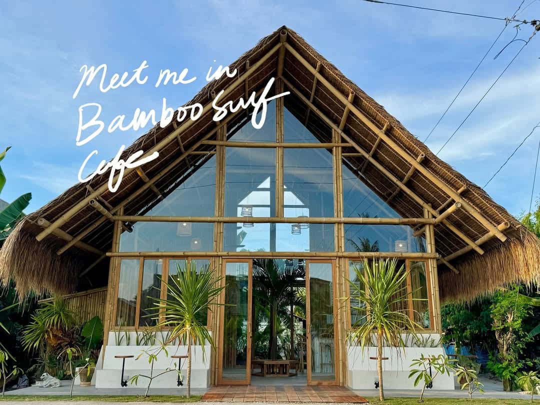 Bamboo Surf Cafe A-frame exterior under a blue sky