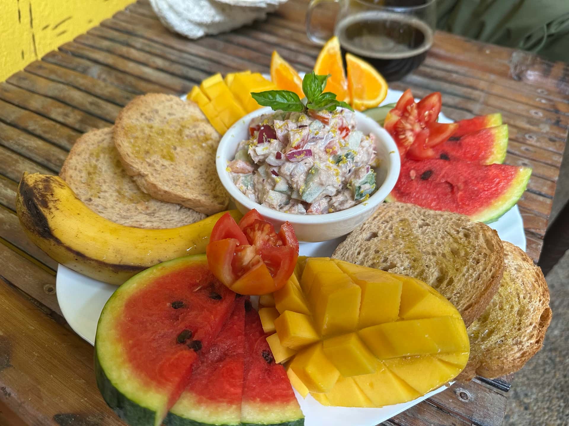 Breakfast plate with tropical fruit at El Kabron Siquijor, Solangon, San Juan, Siquijor