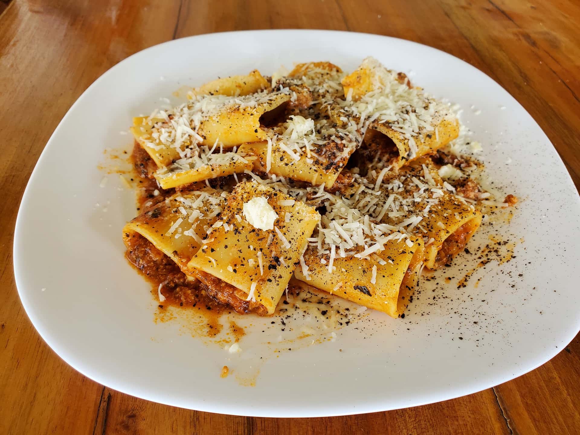 Pasta with ragu and parmesan at Napoli Caffè, San Juan, Siquijor