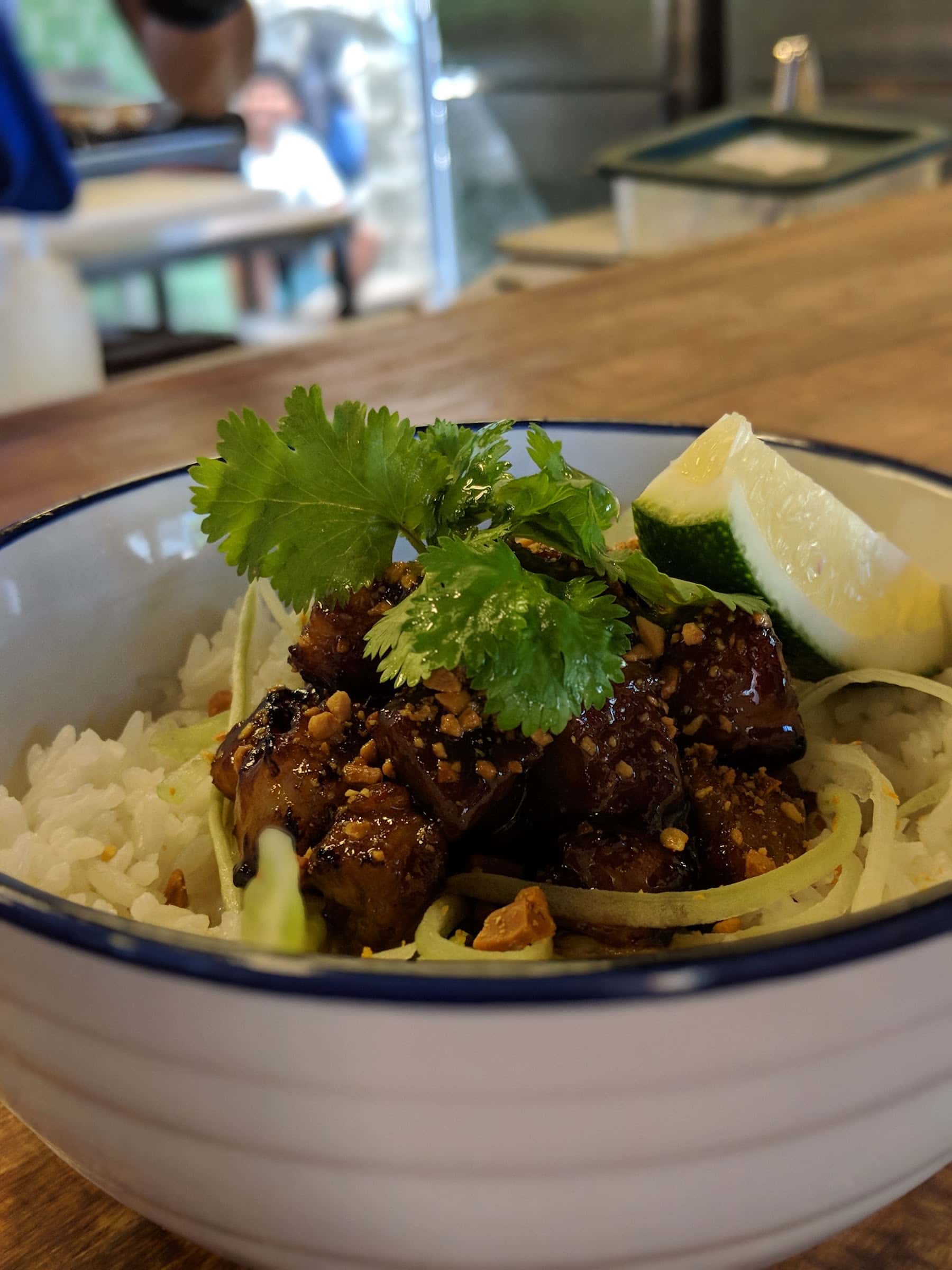 Glazed pork rice bowl at Papa Bear, Urbiztondo, San Juan, La Union