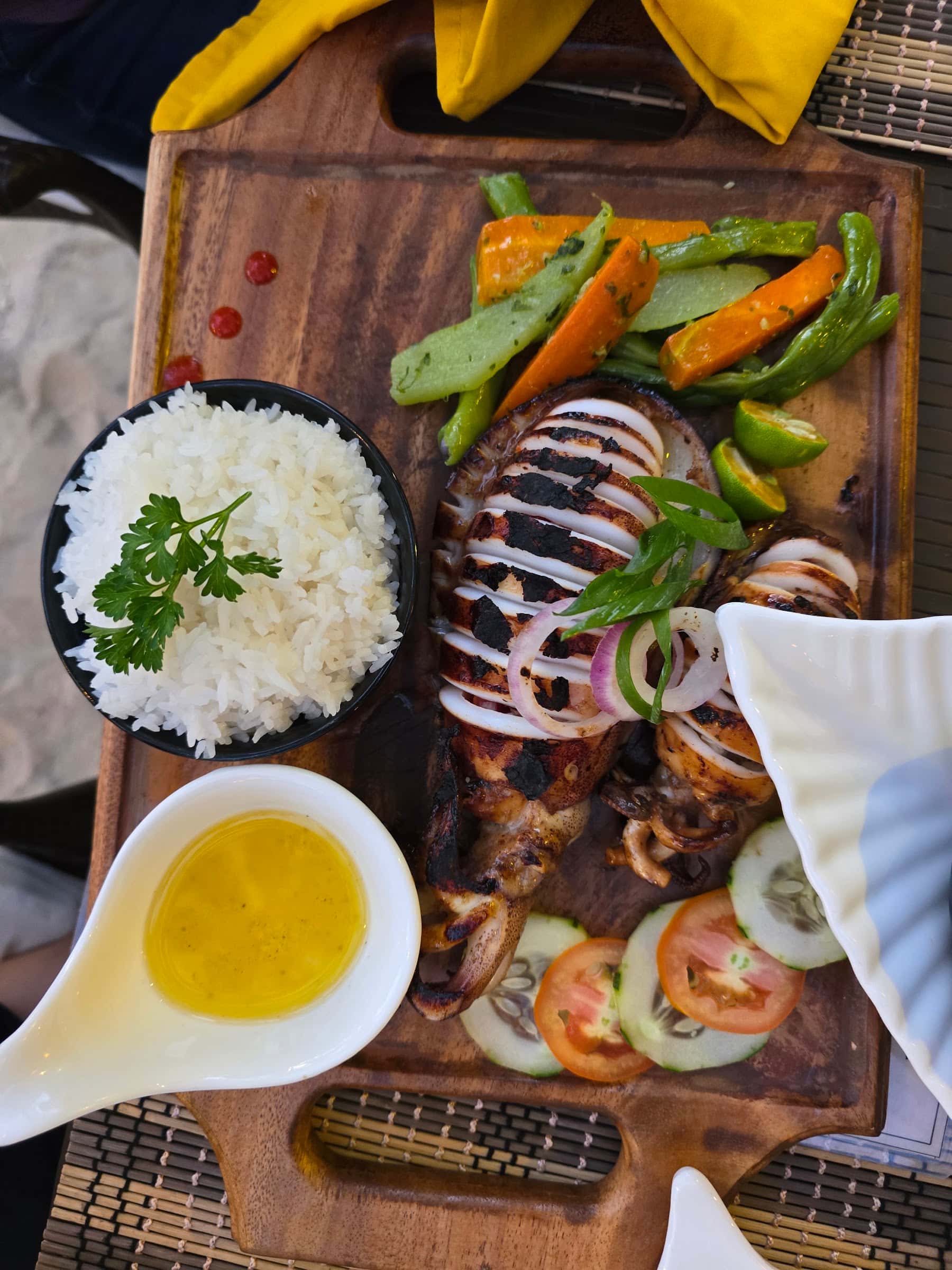 Grilled squid with rice at U Story Resort Bar & restaurant, San Juan, Siquijor