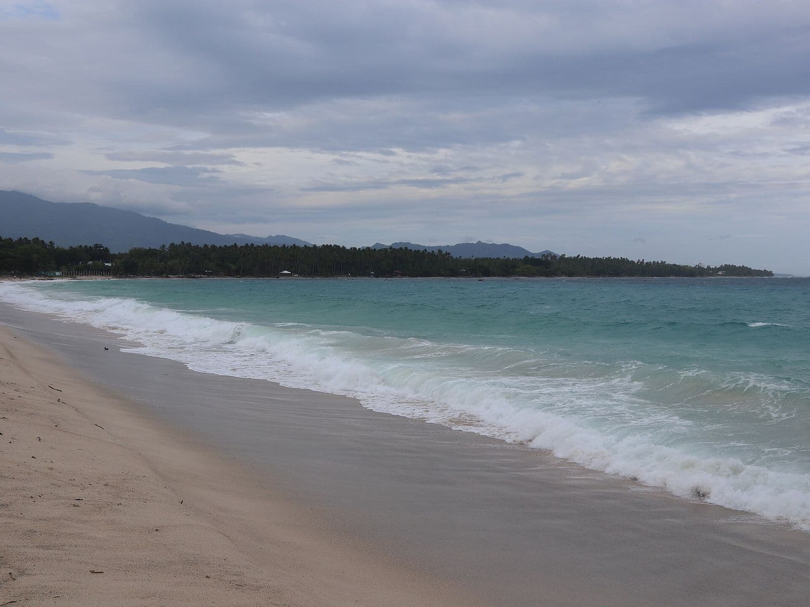 Shoreline at Dahican Beach with the headland behind