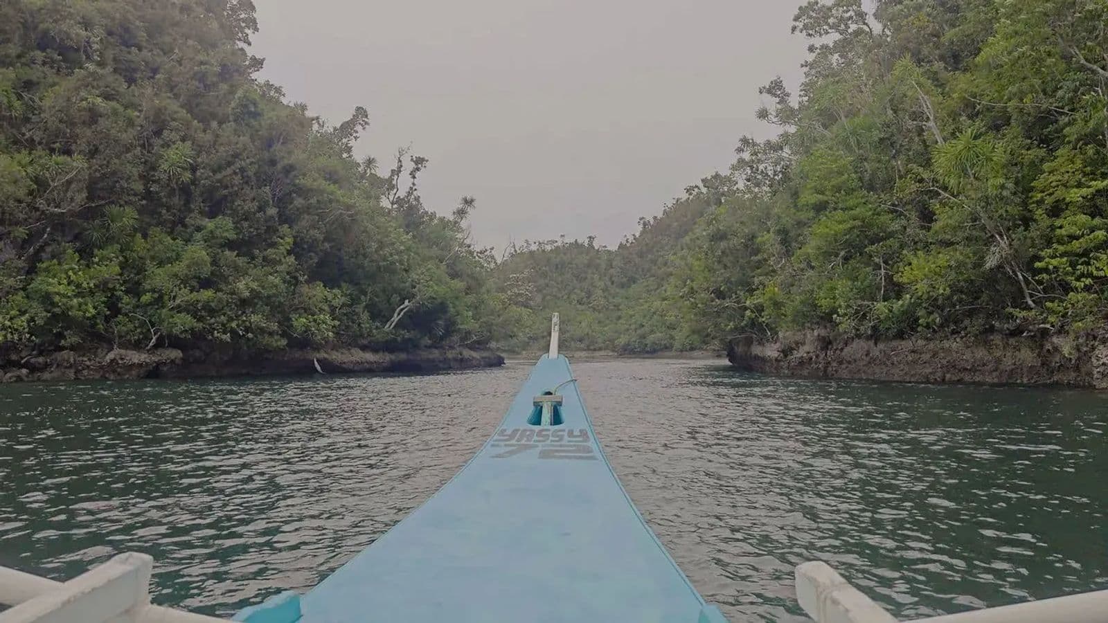 Boat ride out through the mangrove channels from Del Carmen towards Sugba Lagoon, Siargao