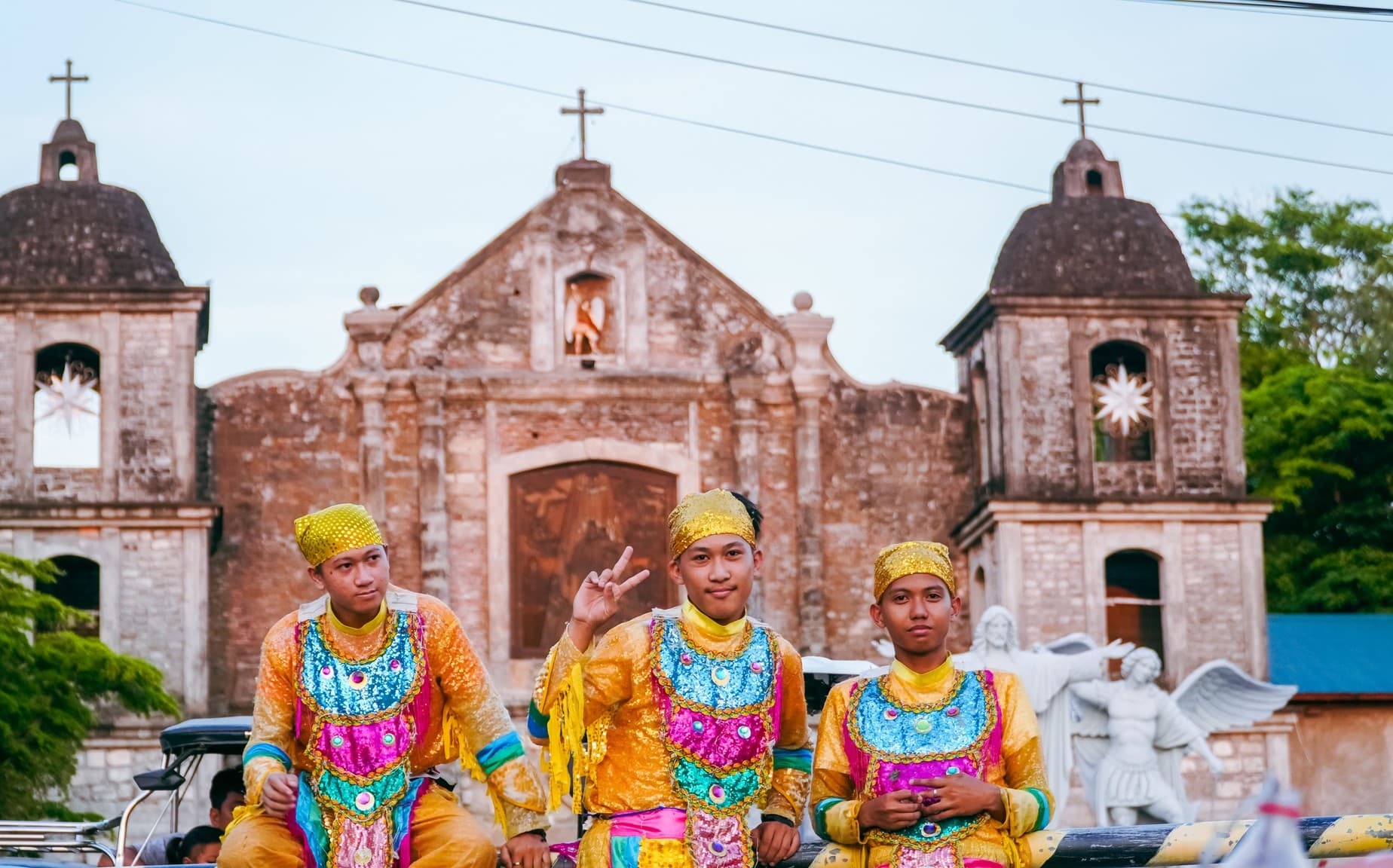 Diro Festival performers outside the church in Bacnotan, La Union