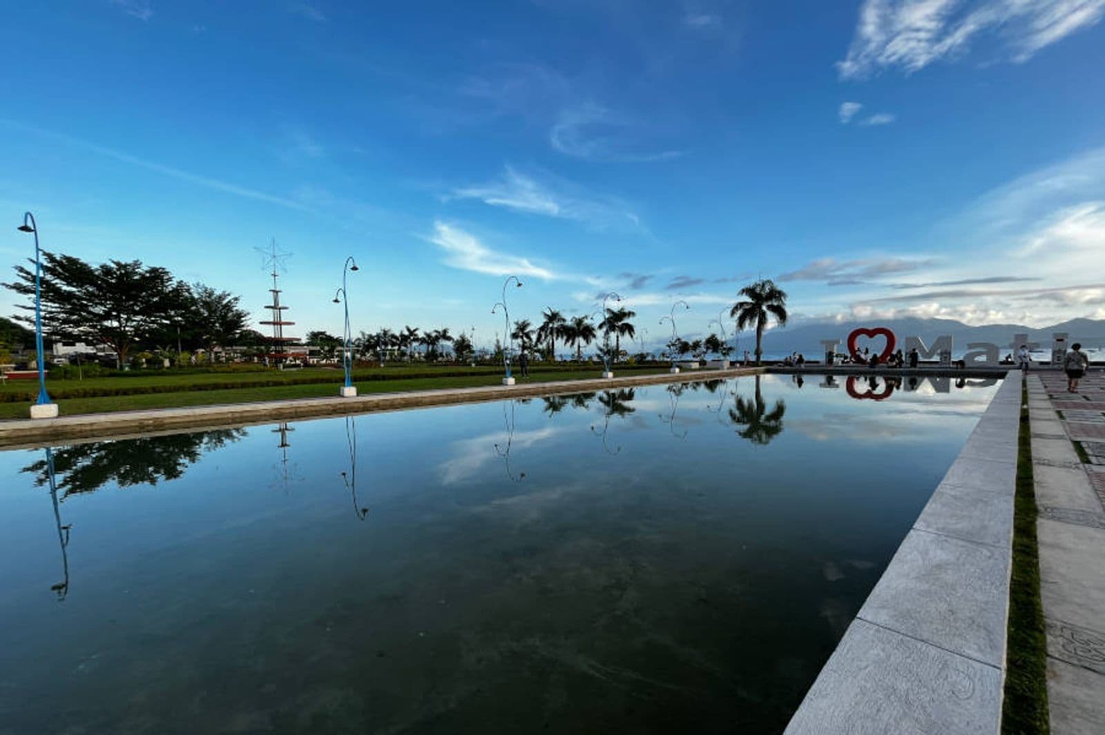 Mati Baywalk Park and its reflecting pool