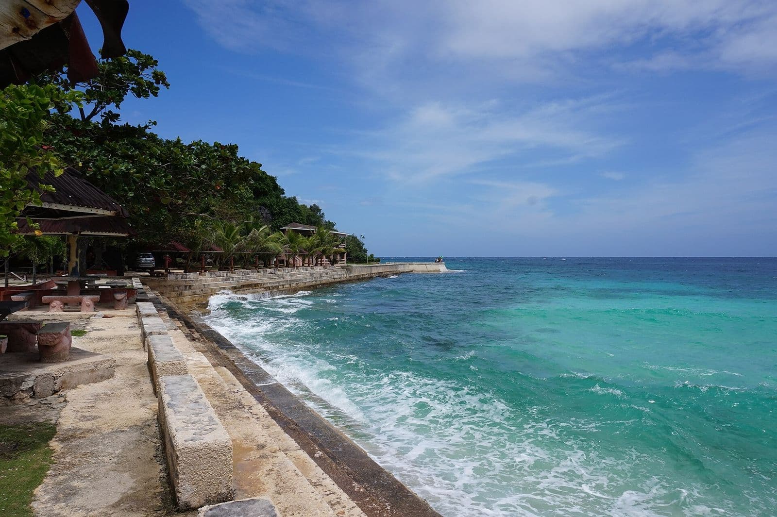 Concrete steps and shoreline at the Salagdoong Beach resort