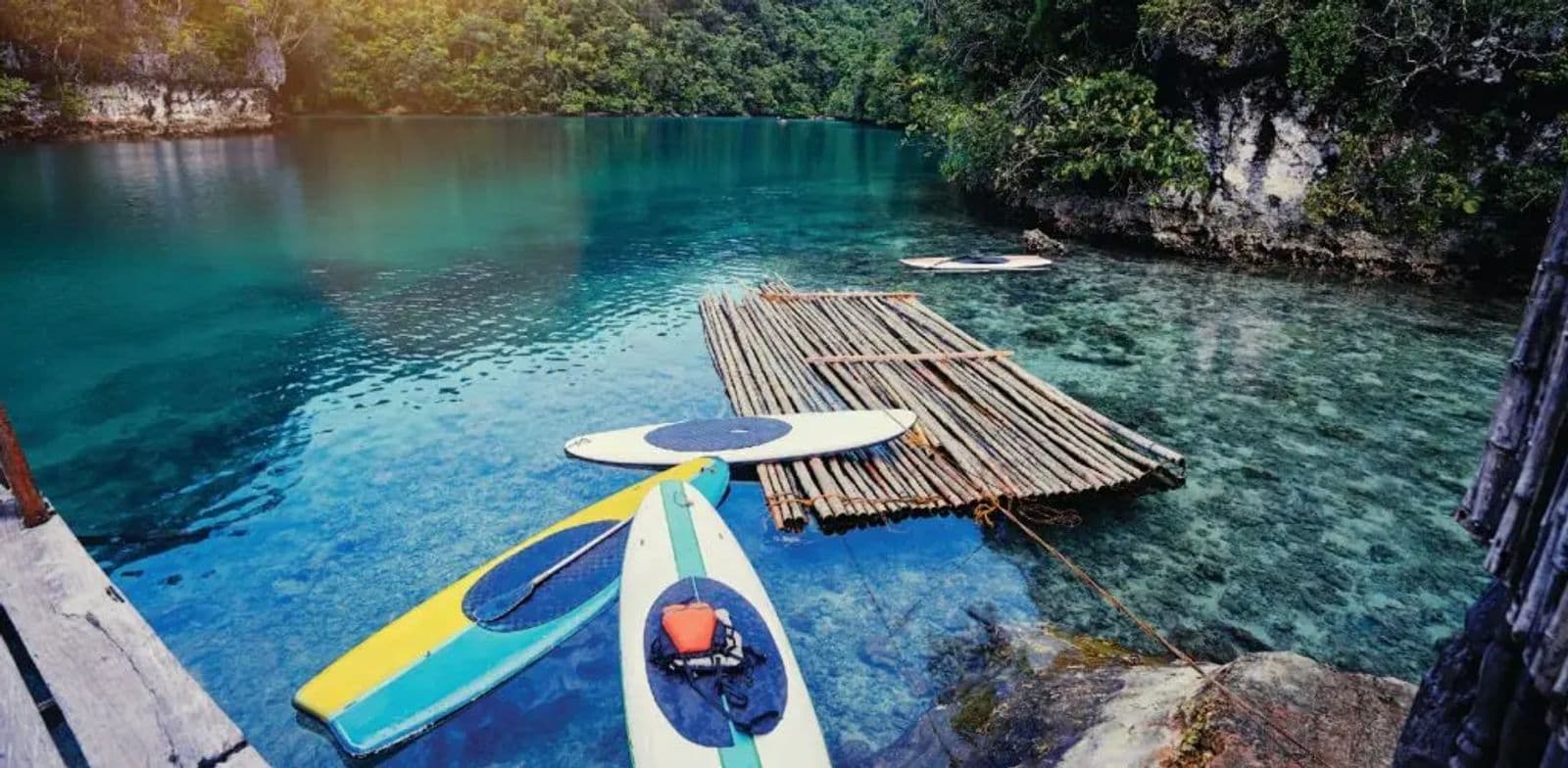 Kayaking on the emerald water of Sugba Lagoon, Del Carmen, Siargao